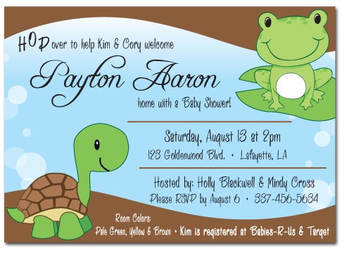 BlueFrogTurtleBabyInvite