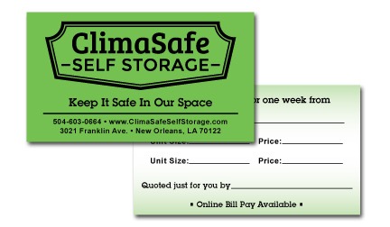 ClimaSafe Self Storage - Business Cards