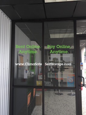 ClimaSafe Self Storage Window Vinyl Lettering